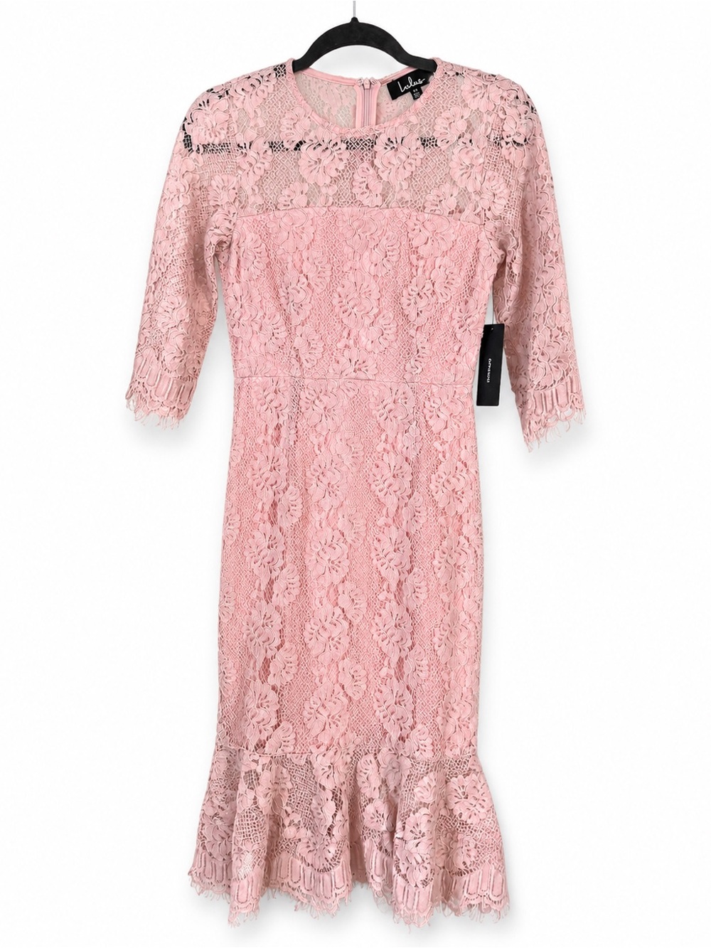 Lulus Blush Pink Lace Midi Dress XS NWT